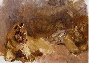 Max Slevogt Study of Lions oil painting on canvas